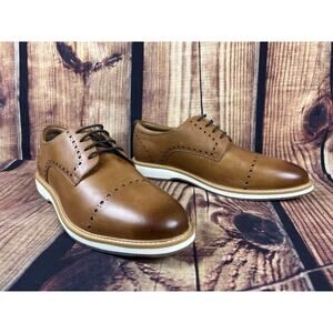 NWOB Thomas & Vine Men's 13 Fremont Brown Oxford Cap Toe Dress Shoes Brogue Foam